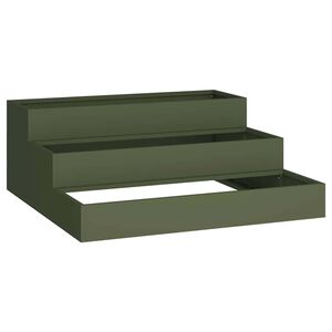 vidaXL Garden Planter Olive Green 90 x 90 x 35 cm Cold-rolled Steel