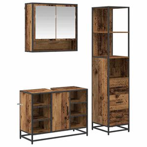 vidaXL Bathroom Furniture Set 3 pcs Old Wood Engineered Wood