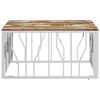 vidaXL Coffee Table Silver Stainless Steel and Solid Wood Reclaimed