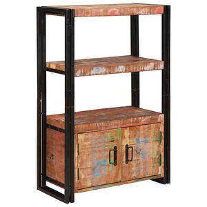vidaXL Bookshelf with Doors Brown Solid Reclaimed Wood and Metal