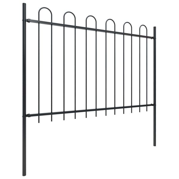 vidaXL Garden Fence with Hoop Top Steel 1603.5x120 cm Black