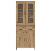 vidaXL Highboard 2 pcs Artisan Oak Engineered Wood and Glass