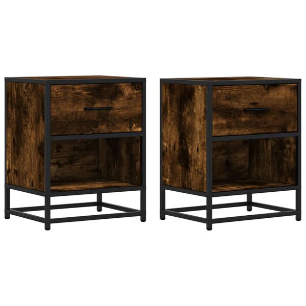 vidaXL Bedside Cabinets 2 pcs Smoked Oak 40x31x50 cm Engineered Wood