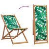 vidaXL Folding Beach Chair Leaf Pattern Solid Wood Eucalyptus and Fabric