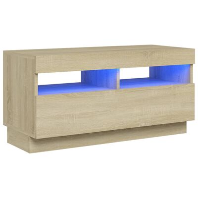 vidaXL TV Cabinet with LED Lights Sonoma Oak 80x35x40 cm