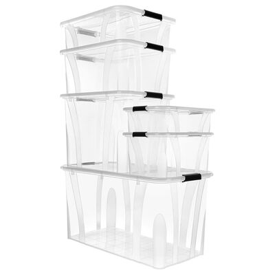 vidaXL Storage Boxes with Lids 2 pcs Transparent 32 L