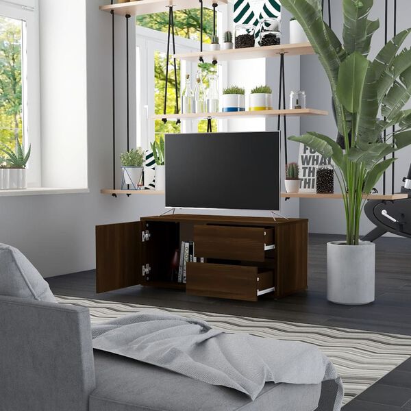 vidaXL TV Cabinet Brown Oak 80x34x36 cm Engineered Wood