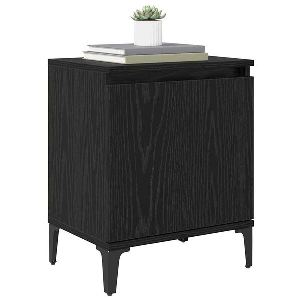 vidaXL Bedside Cabinet Black Oak 40 x 30 x 50 cm Engineered Wood