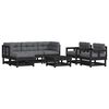vidaXL 7 Piece Garden Lounge Set with Cushions Black Solid Wood