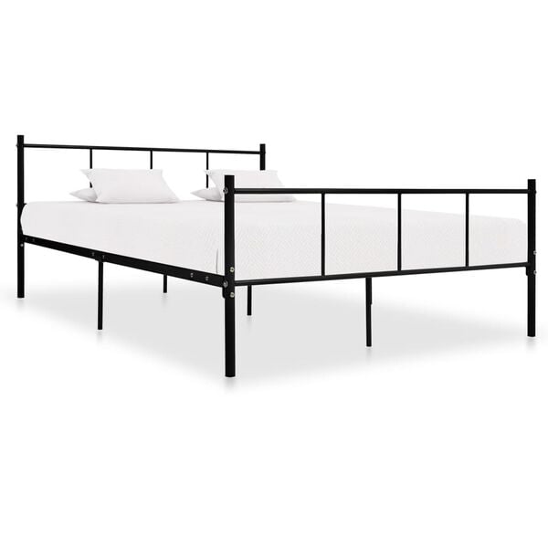 vidaXL Bed Frame without Mattress Black Metal 160x200 cm