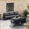 vidaXL Garden Sofa Set with Cushion 6 pcs Black Steel