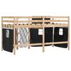 vidaXL Kids' Loft Bed with Curtains without Mattress White&Black 90x200 cm