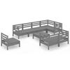 vidaXL 9 Piece Garden Lounge Set Solid Wood Pine Grey