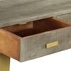 vidaXL Console Table Solid Mango Wood Grey with Brass 110x35x76 cm