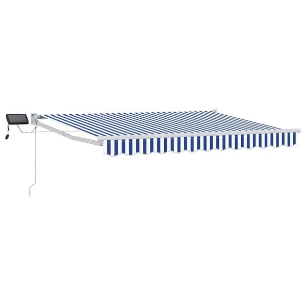 vidaXL Manual Retractable Awning with LEDs Blue and White 2.5 x 2 m