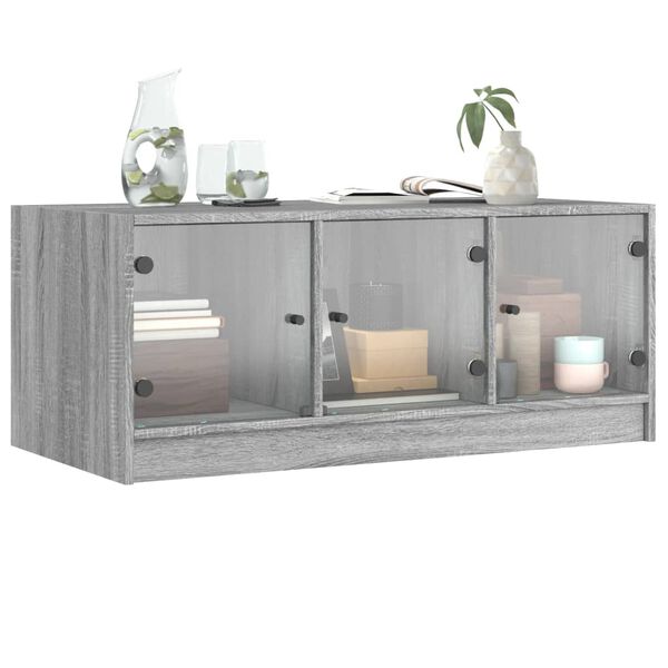 vidaXL Coffee Table with Glass Doors Grey Sonoma 102x50x42 cm