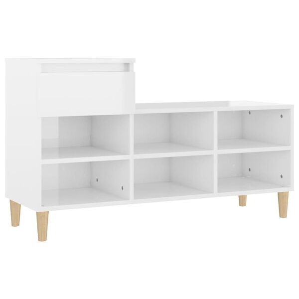 vidaXL Shoe Cabinet High Gloss White 102x36x60 cm Engineered Wood