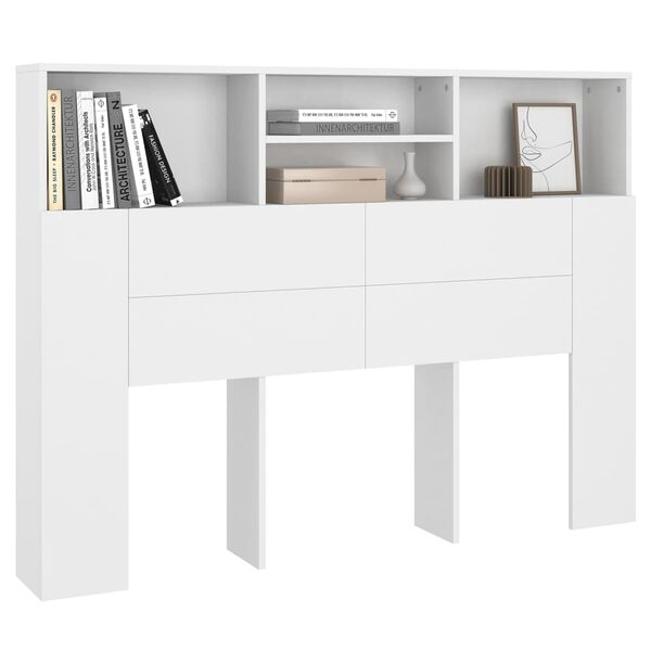 vidaXL Headboard Cabinet White 140x19x103.5 cm