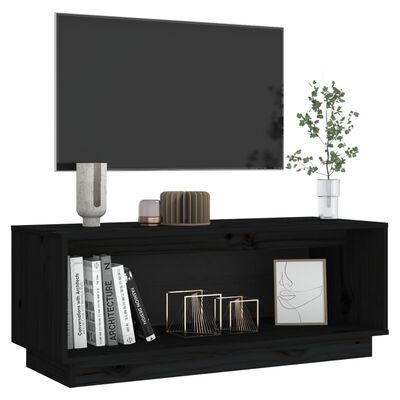 vidaXL TV Cabinet Black 90x35x35 cm Solid Wood Pine