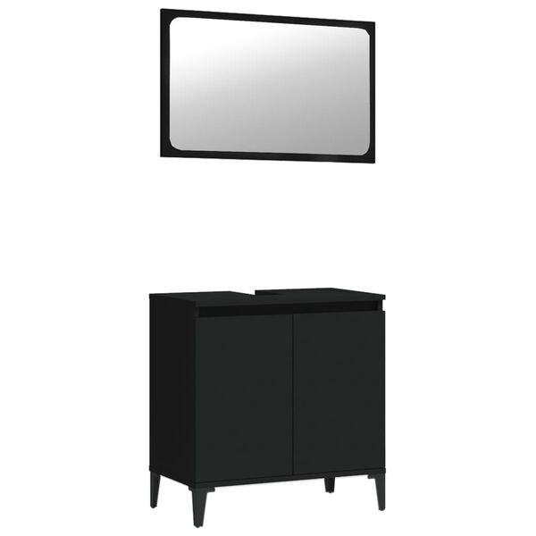 vidaXL 2 Piece Bathroom Furniture Set Black Engineered Wood