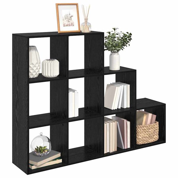 vidaXL Room Divider Bookcase Black Oak 137.5 x 29 x 103.5 cm