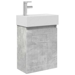 vidaXL Bathroom Vanity Unit with Tap Concrete Grey 45.5 x 25.5 x 84 cm