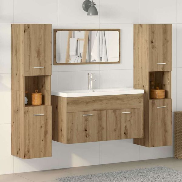 vidaXL 4 Piece Bathroom Furniture Set Artisan Oak Engineered Wood
