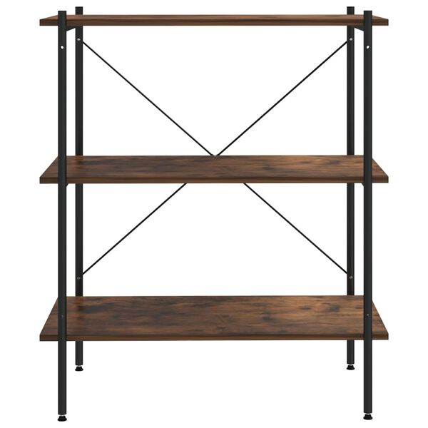 vidaXL 3-Tier Shelving Unit Black and Dark Wood 80x40x92 cm
