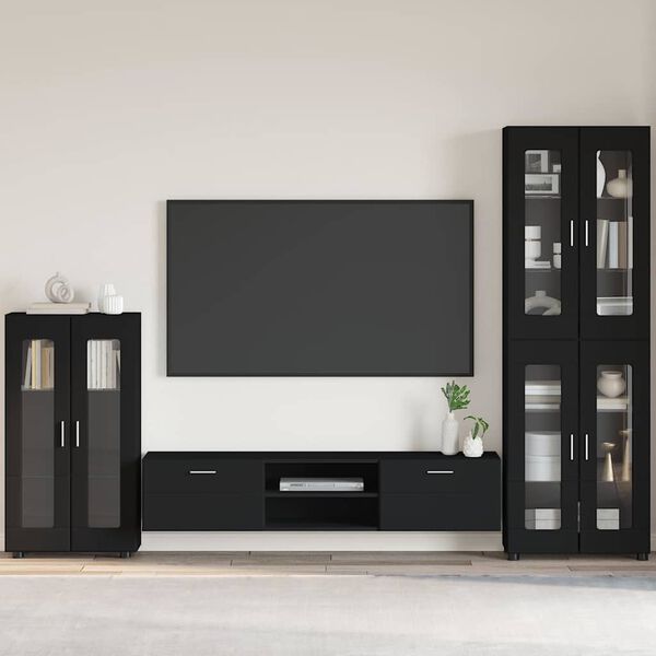 vidaXL Sideboard FLORIN Black 55.5 x 29 x 103 cm Engineered Wood