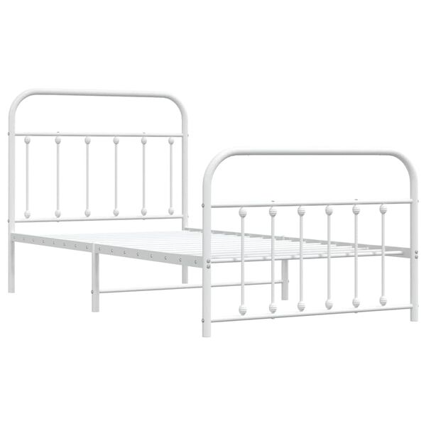 vidaXL Metal Bed Frame without Mattress with Footboard White 100x190cm