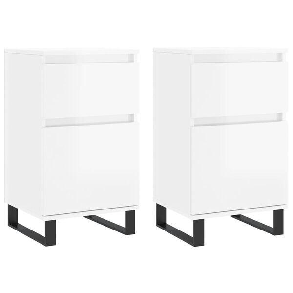 vidaXL Sideboards 2 pcs High Gloss White 40x35x70 cm Engineered Wood