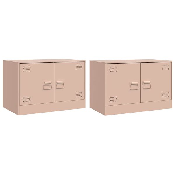 vidaXL TV Cabinets 2 pcs Pink 67x39x44 cm Steel