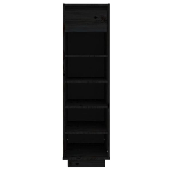 vidaXL Shoe Cabinet Black 30x34x105 cm Solid Wood Pine