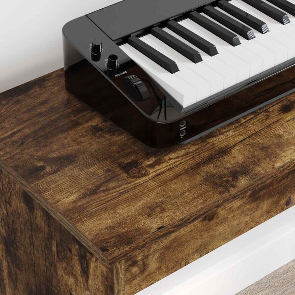 vidaXL Keyboard Stand Smoked Oak 130 x 32 x 64 cm Engineered Wood