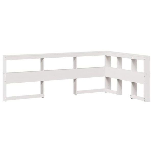 vidaXL Bookcase Headboard L-Shaped White 120 cm Solid Wood Pine