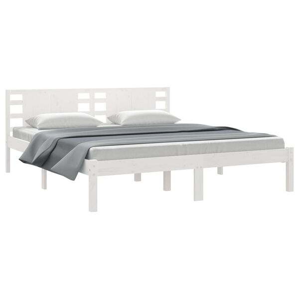 vidaXL Bed Frame without Mattress White 180x200 cm Super King Solid Wood