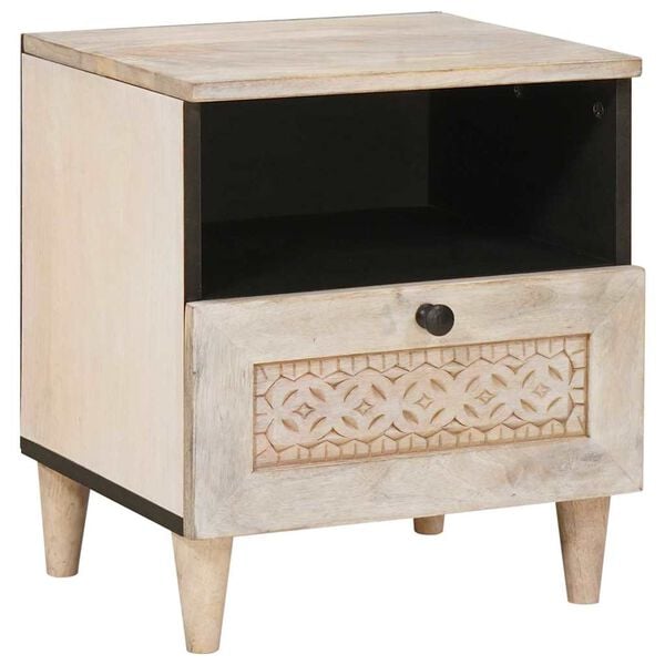 vidaXL Bedside Cabinet 2 pcs Beige 40 x 33 x 46 cm Solid Acacia wood