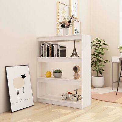 vidaXL Book Cabinet/Room Divider White 100x30x103 cm Solid Pinewood