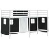 vidaXL Kids'Loft Bed Frame with Curtains White and Black 100 x 190 cm