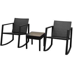 vidaXL Patio Furniture | Black | Powder-coated steel, PE rattan, Glass | Medium