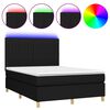 vidaXL Box Spring Bed with Mattress&LED Black 140x200 cm Fabric