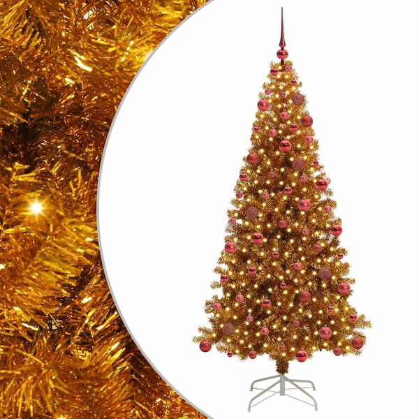 vidaXL Christmas Tree with 300 LEDs with Stand Gold 180 cm PET