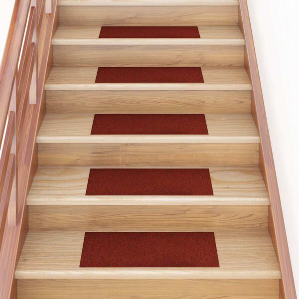 vidaXL Stair Mats Self-adhesive 15 pcs 60x25 cm Bordeaux Red Rectangular