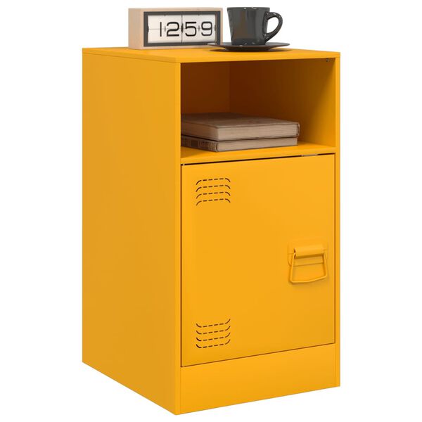 vidaXL Bedside Cabinet Mustard Yellow 34.5x39x62 cm Steel