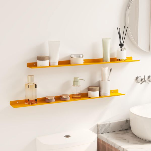 vidaXL Floating Shelf 2 pcs Mustard Yellow 80 x 9 x 2.5 cm Steel