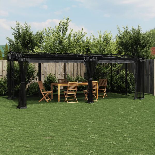 vidaXL Gazebo with Mesh Walls Anthracite 6x3 m Steel