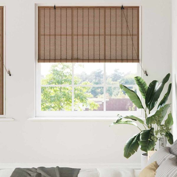 vidaXL Roller Blind with Curtains Manual Brown 140 x 160 cm Bamboo