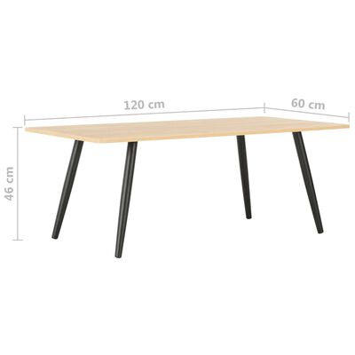 vidaXL Coffee Table Black and Oak 120x60x46 cm