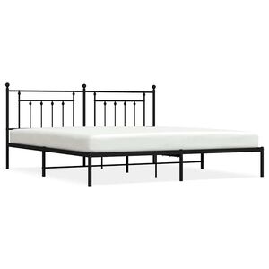vidaXL Metal Bed Frame without Mattress with Headboard Black 193x203cm