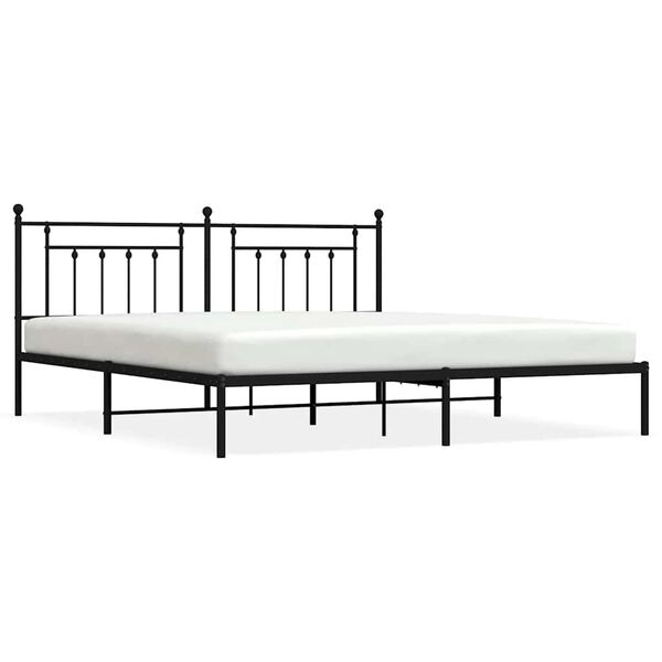 vidaXL Metal Bed Frame without Mattress with Headboard Black 193x203cm